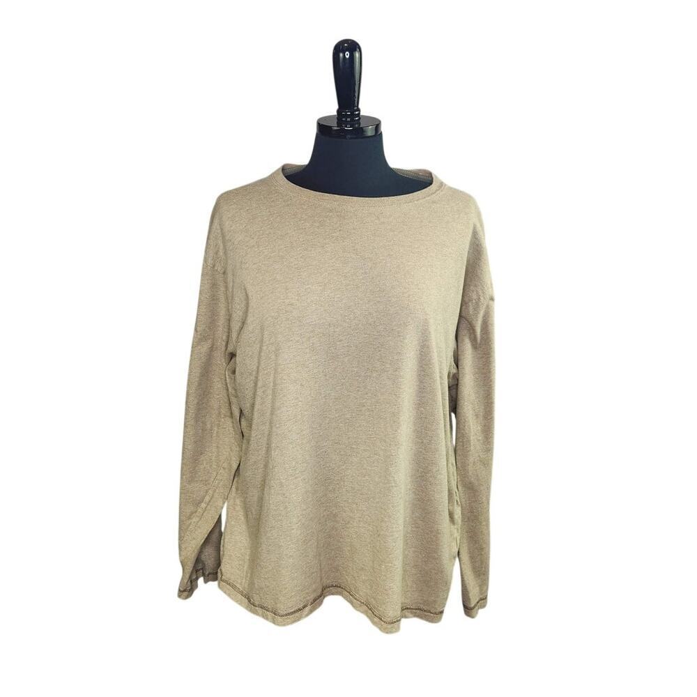 Woolrich Men's 100% Cotton Long Sleeve T Shirt Khaki Heather Moose L